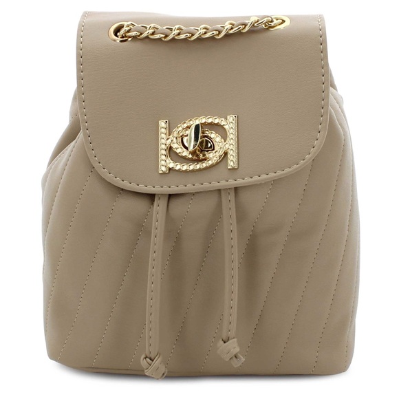 Bebe backpack- Beige -Hera Small Backpack Handbag Purse Vegan Leather NWT $99 - Picture 4 of 6